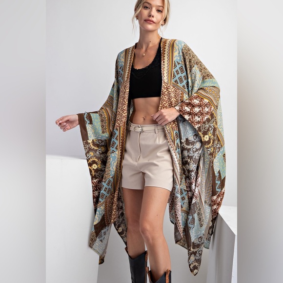 #116 Stunning Easel Patchwork Open Kimono - Picture 3 of 6